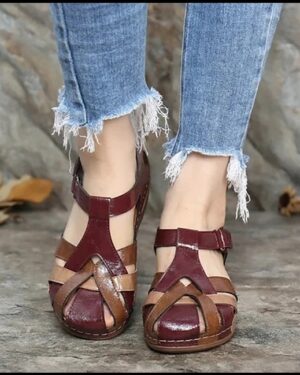 Hook Loop Wedge Medicated Sandals-brawn