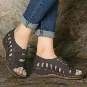 Buckal Choco Brown Wedge Sandal For Women