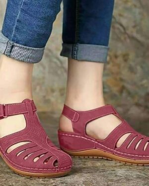 Roman Red Wedge Medicated Sandal For Women