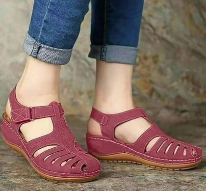 Roman Red Wedge Medicated Sandal For Women