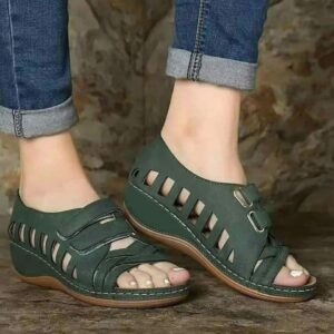 Buckal Green Wedge Sandals Sandal For Women