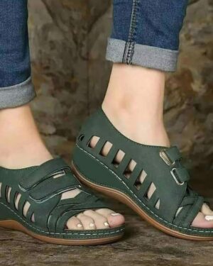 Buckal Green Wedge Sandals Sandal For Women