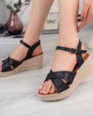 High heel buckle Black Sandal