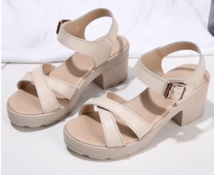Stylish Beige Block Heeled Sandals for Women