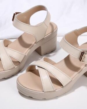 Stylish Beige Block Heeled Sandals for Women