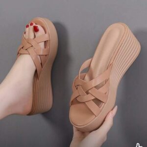 Elegant Tan Platform Sandals for Women.