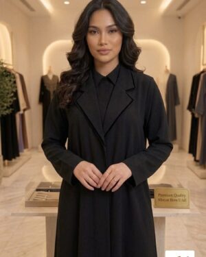 The Signature Lapel-Collar Elegant Abaya-Black