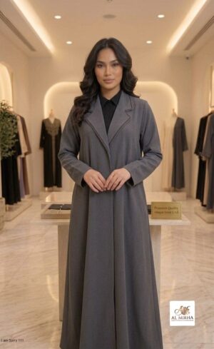 The Signature Lapel-Collar Elegant Abaya-Gray