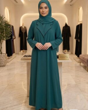 The Signature Lapel-Collar Elegant Abaya-Green