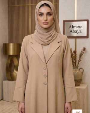 The Signature Lapel-Collar Elegant Abaya-Beige