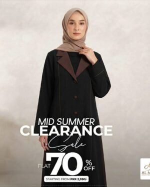 The Signature Lapel-Collar Elegant Abaya-Black Brown Collar