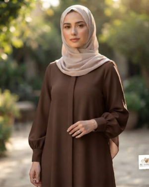 Ladies Abaya Hidden Button Style- Mocca Colour